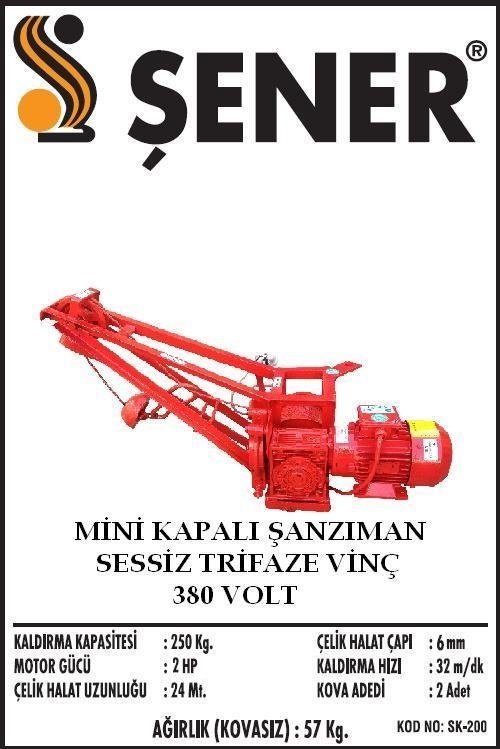250 Kg. Sessiz İnşaat Vinci  380v - Komple Set