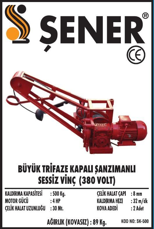 500 Kg. Sessiz İnşaat Vinci  380v - Komple Set
