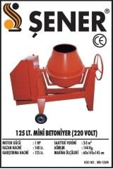125 lt. Elektrikli Betonyer 220v